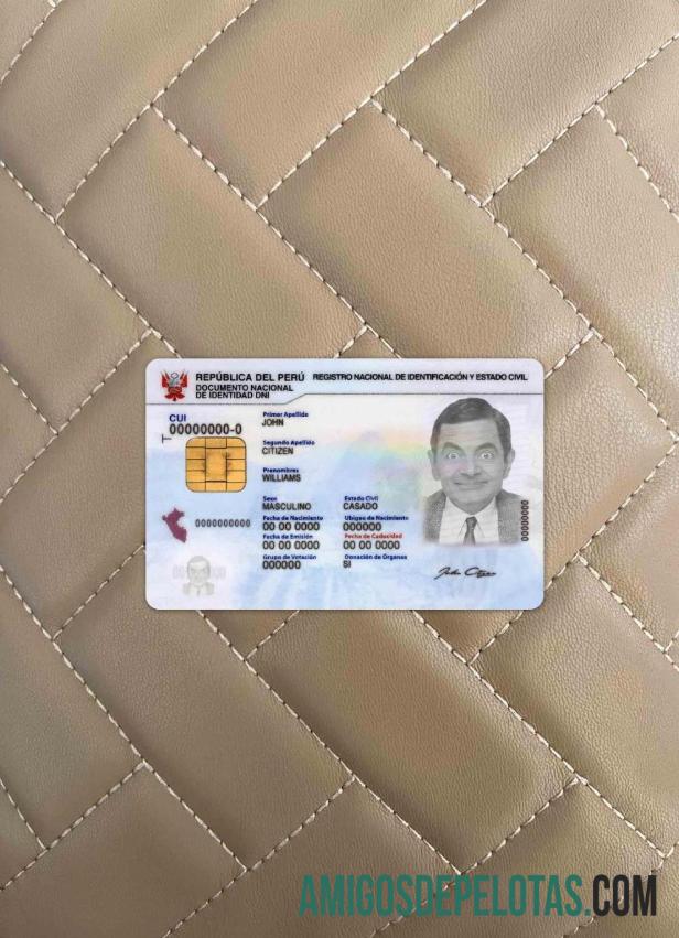 Peru ID olhar de foto frente exemplo